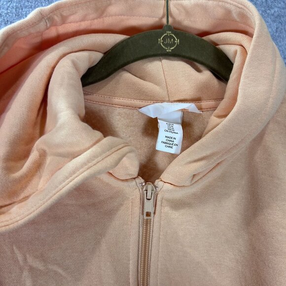 H&M Peach Orange Womens Cropped Zip-Up Hoodie M Athleisure Classic Casual *Read - Picture 3 of 8